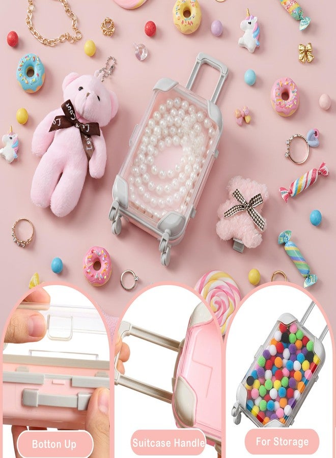 كينينج علبة تخزين صغيرة فارغة على شكل حقيبة سفر من كينينج، 30 قطعة، شفافة، علبة حلوى للسفر، حقيبة سفر مع سلسلة مفاتيح على شكل دب، دبوس شعر، هدايا للفتيات والسيدات، هدايا حفلات الزفاف وأعياد الميلاد وحفلات توديع العزوبية، هدايا سفر (صغير، وردي) - Image 3